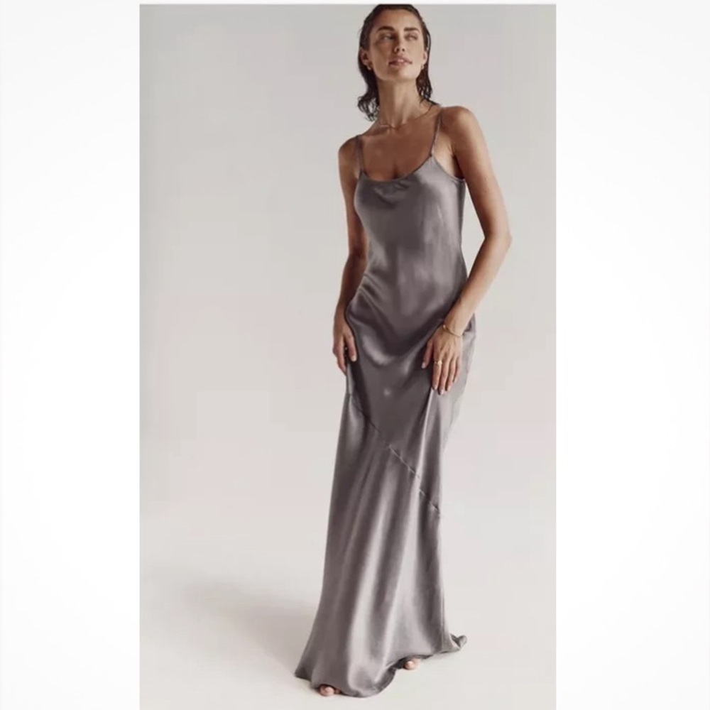 DISSH GRAY  Silk Slip Maxi Dress NWT US 8